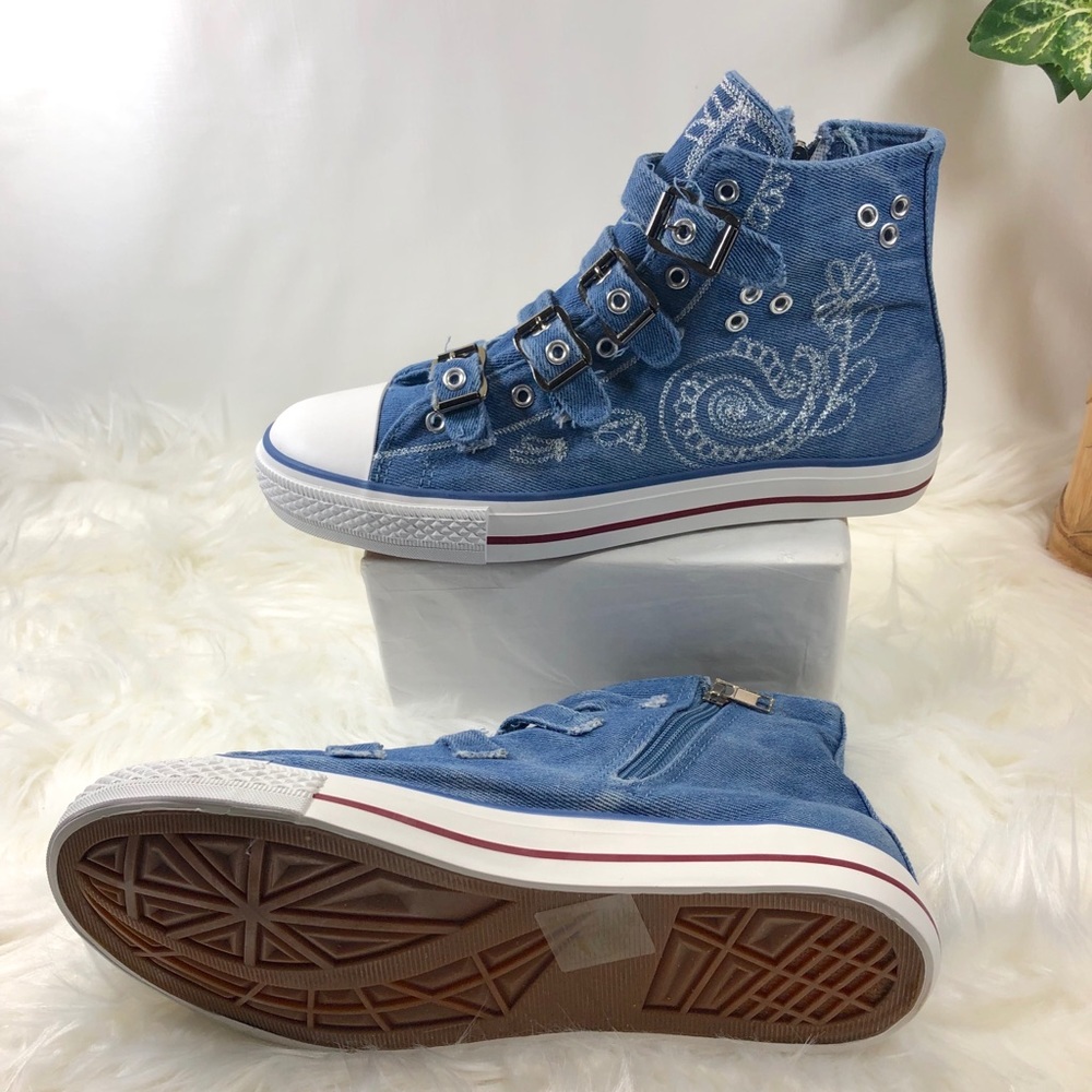 NEW Blue Denim Hightop Fashion Sneakers
